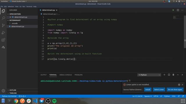 Casual Programming With Python & Music : Find Determinant Of An Array Using Numpy смотреть онлайн