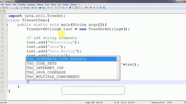 TreeSet in java example program смотреть онлайн