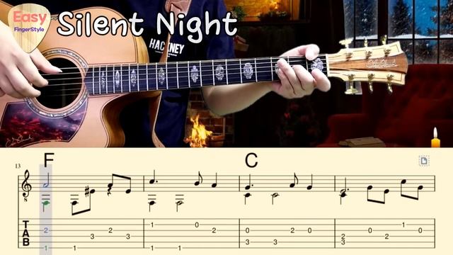 ⛄ Silent Night - Christmas Carol Songs?Easy Acoustic Fingerstyle Guitar Tutorial? Tabs&Chords смотреть онлайн