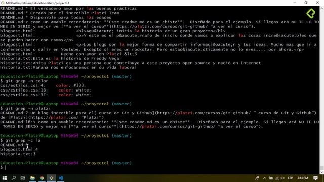 7 3 Buscar en archivos y commits de Git con Grep y log | GIT Y GITHUB смотреть онлайн