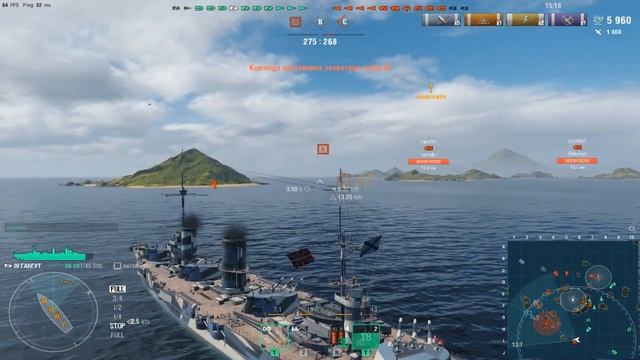 Линкор Гангут.Морской бой-8.Игра World Of Warships смотреть онлайн