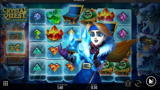 Crystal Quest Frostlands slot with 3 free game bonuses смотреть онлайн