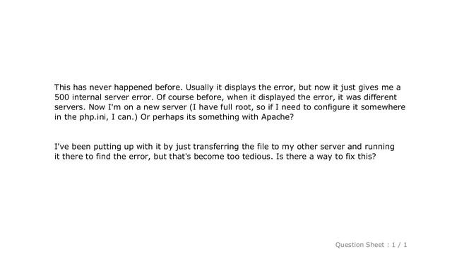 PHP : How can I make PHP display the error instead of giving me 500 Internal Server Error смотреть онлайн