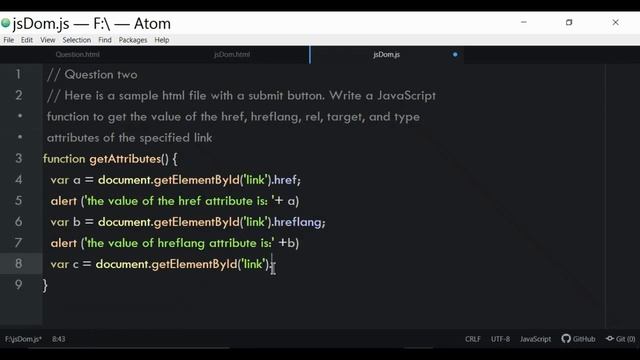 JavaScript function to get the value of the href, hreflang, rel, target, and type attributes смотреть онлайн