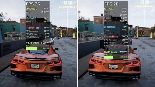 Intel UHD 630 vs GT 730 GDDR5 - Test in 7 Games
