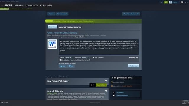 Dracula's Library - Dollar Steam Review смотреть онлайн