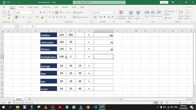 Excel Formulas Add, Subtract, Divide, Multiply, Average, Min, Max, Count | Excel Functions смотреть онлайн