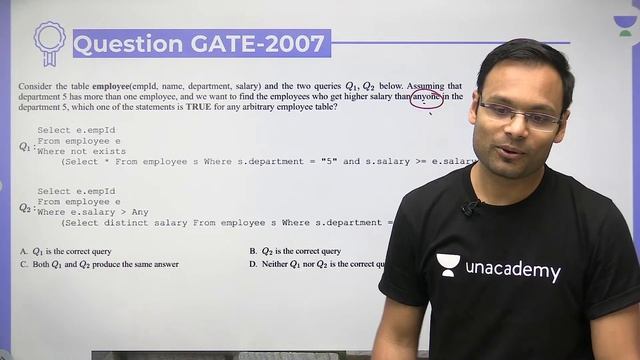 DBMS PYQs | L2 | SQL: GATE 2006 - 2010 | Vishvadeep Gothi | Unacademy Computer Science смотреть онлайн