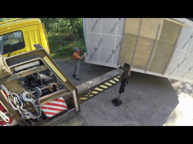 Кран манипулятор.,Монтаж модульного дома,полная версия смотреть онлайн