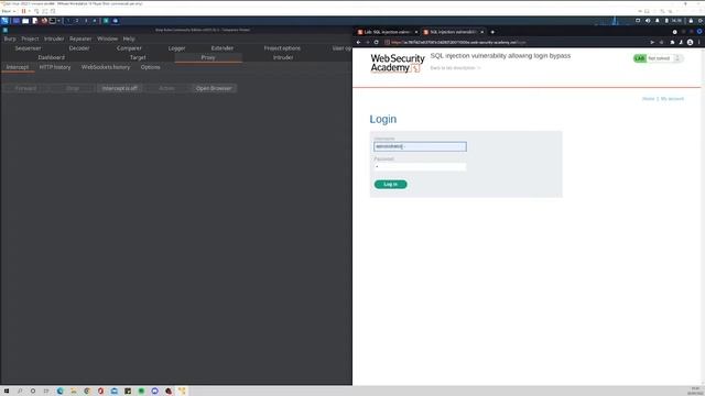 SQL injection vulnerability allowing login bypass - VIDEO SOLUTION (PORTSWIGGER) смотреть онлайн