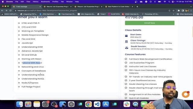 Full stack web development course review | iNeuron | Frontend | Backend смотреть онлайн