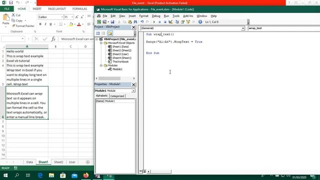 Excel VBA Wrap text Example смотреть онлайн