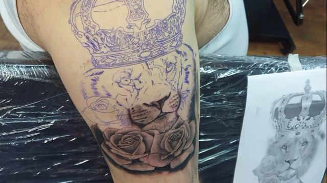 10# Lion crown tattoo / challenge to 1000 subscribes / time lapse смотреть онлайн