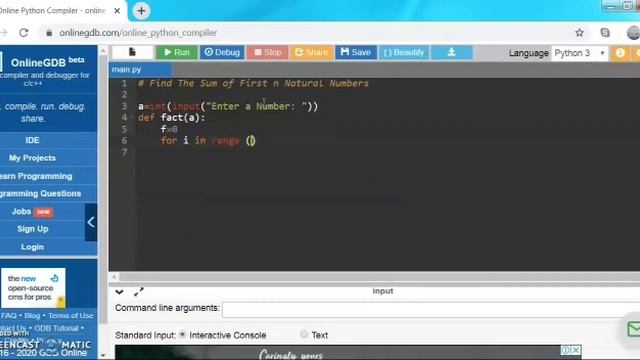 Python program to find sum of first n natural numbers смотреть онлайн