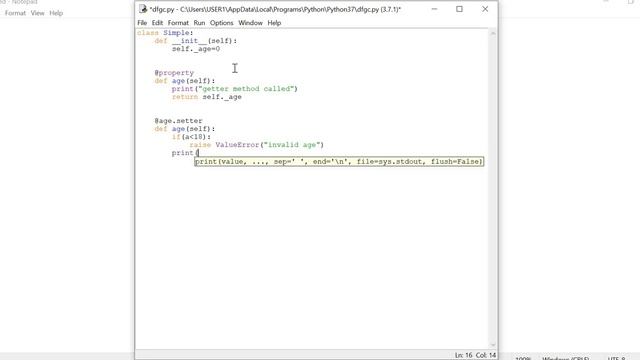 @property- setter and getter function Example in Python смотреть онлайн