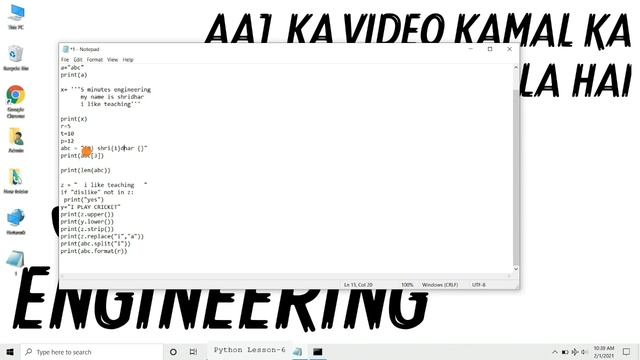 Python Strings Part-3 Explained in Hindi l Python Tutorial For Beginners смотреть онлайн