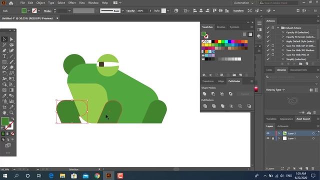 Flat Frog tutorial in Adobe illustrator смотреть онлайн