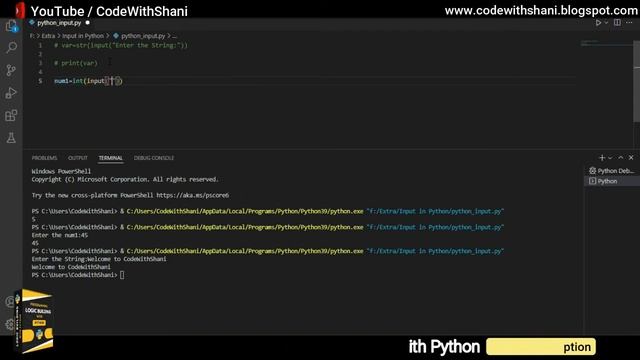 Input Function in Python | Python Mastery Full Course in Hindi | CodeWithShani смотреть онлайн
