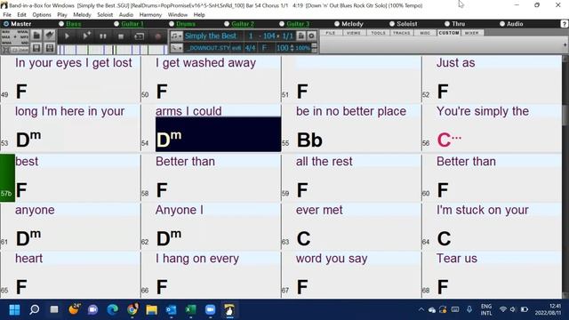 Simply the Best (in the style of Tina Turner) Band-in-a-Box backing track with chords and lyrics смотреть онлайн