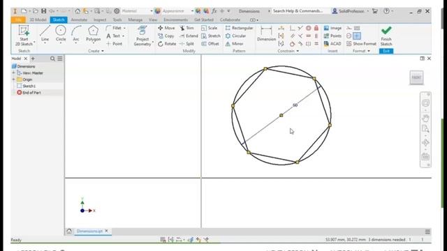 Inventor SP #8 Sketch Dimensions смотреть онлайн