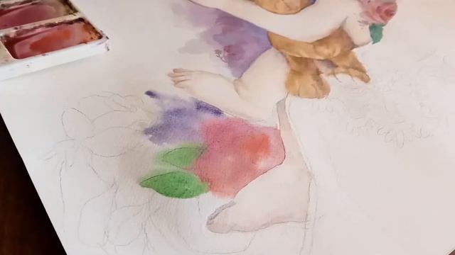 Рисуем ребёнка, Ангела и кружева. Живопись акварелью смотреть онлайн