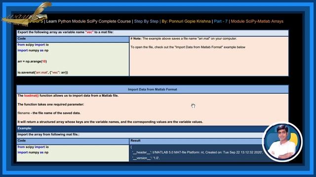 Learn SciPy Complete Course |Step By Step| Matlab Arrays | Ponnuri Gopie Krishna | Part-7 смотреть онлайн