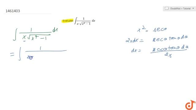 Evaluate: `int1/(x\ sqrt(x^4-1))\ dx` смотреть онлайн