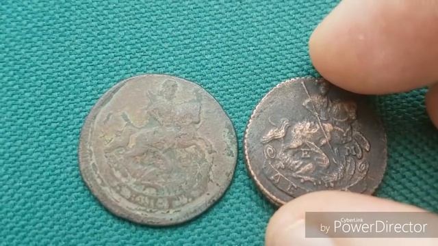 Монета Деньга 1764 года ЕМ перечекан с копейки 1762 года БАРАБАНЫ смотреть онлайн