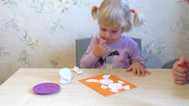 Заяц. Аппликация для детей. Поделки из ватных дисков для малышей дома. смотреть онлайн