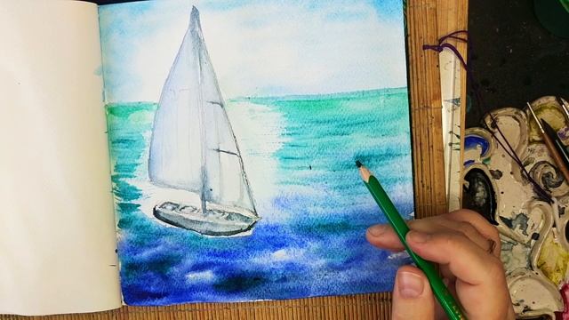 Что я делаю акварельными карандашами и как их использую, когда рисую воду? смотреть онлайн