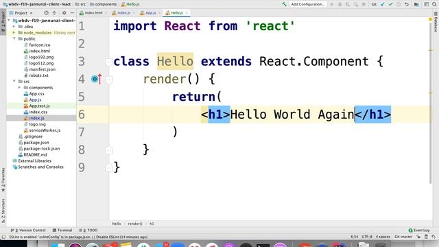 130 Creating a simple and reusable Hello World component with React смотреть онлайн