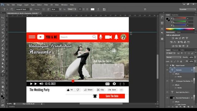 DESAIN UNDANGAN - MEMBUAT UNDANGAN PERNIKAHAN UNIK TEMA YOUTUBE PADA ADOBE PHOTOSHOP смотреть онлайн