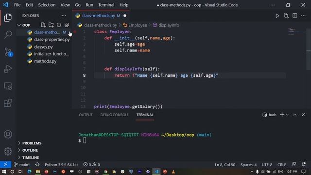 Object Oriented Programming In Python - 5 Creating and Using methods смотреть онлайн
