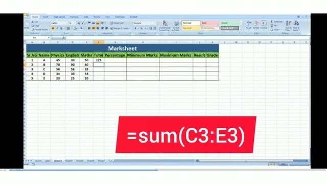How to calculate Total ,Percentage ,Min ,Max ,Grade ,Result(Pass ,Fail) in Excel | Excel Tutorial смотреть онлайн