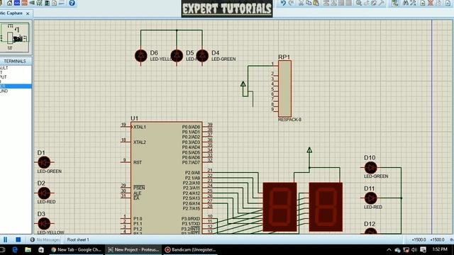 Traffic light controller simulation in proteous with 8051(with full code)| proteous 8-part1 смотреть онлайн