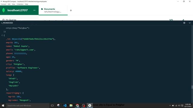 #36: $eq operator in mongodb | Equal Comparison Query Operator | MongoDB Tutorial Hindi смотреть онлайн