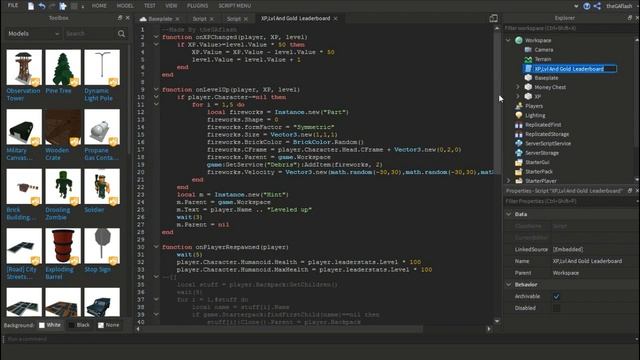 Lvl System Gold And XP Giver Roblox Studio смотреть онлайн