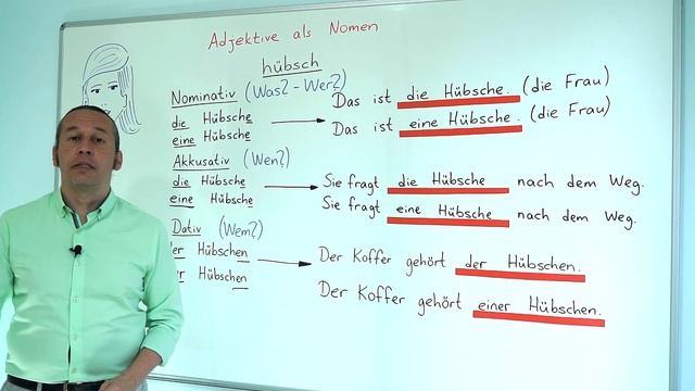 Almanca B1 Orta Seviye Ders - 1 "Adjektive als Nomen" - Almanca İsim Sıfatlar - Almanca Cümleler смотреть онлайн