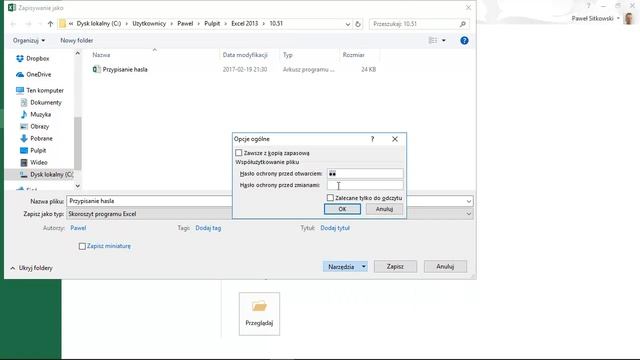 Zabezpieczanie pliku hasłem - Kurs Excel od podstaw смотреть онлайн