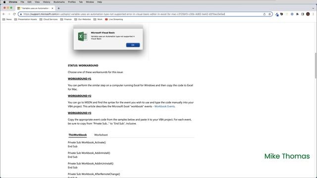 How to Fix “Variable uses an Automation type not supported" Error in VBA Editor in Excel for Mac смотреть онлайн