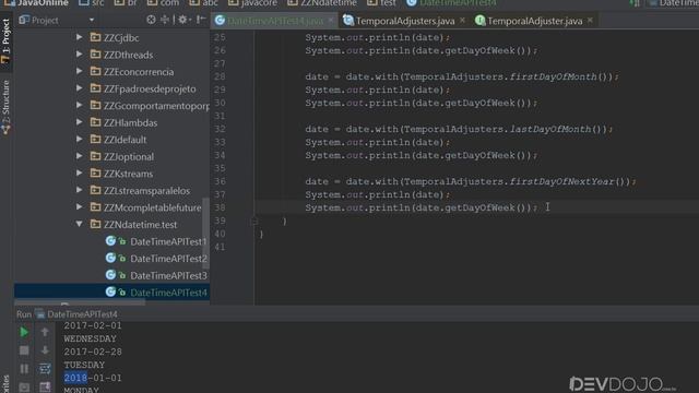 Curso Java Completo - Aula 206: Java 8 Nova API DateTime, Fazendo ajustes temporais com TimeAdjuste смотреть онлайн