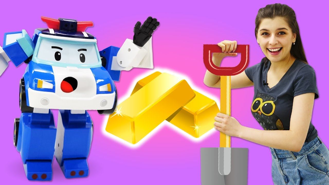 Робокар Поли и Маша ищут золото для Тойклаб! Видео для детей - ищем игрушки по подсказкам смотреть онлайн