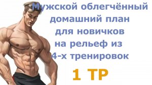 Мужской облегчённый домашний план для новичков на рельеф из 4-х тренировок (1 тр)