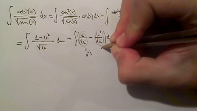 Integral Of Cos^3(x)/sqrt(sin(x)) (substitution)