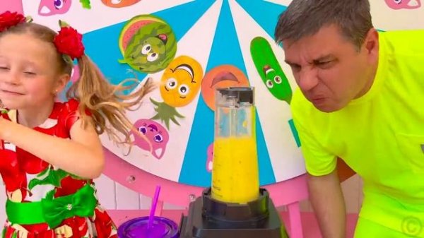 Настя и Папа в танцевальном челлендже "Вкусные Фрукты и Овощи".