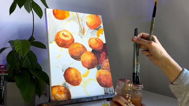 Пошаговый Мастер-класс по акриловой живописи! Рисуем фрукты | Мандарины ? смотреть онлайн