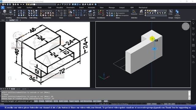 3D Practice Drawing BricsCAD V20 Tutorial 178 | Exercise 32 | Mechanical Drawing in Hindi смотреть онлайн