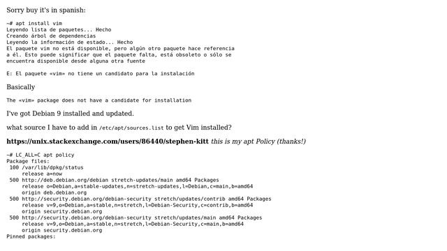 Can't install Vim on Debian 9 смотреть онлайн