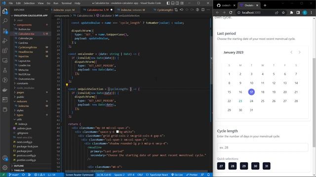 Build an Ovulation Calculator App with Next.js, TypeScript, Tailwind CSS and useReducer Hook смотреть онлайн