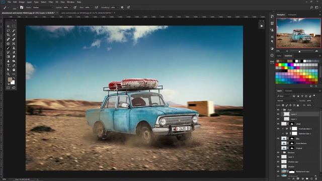 Into the desert - old soviet car in photoshop смотреть онлайн